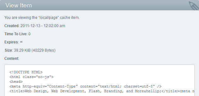 CE Cache Control Panel view item page
