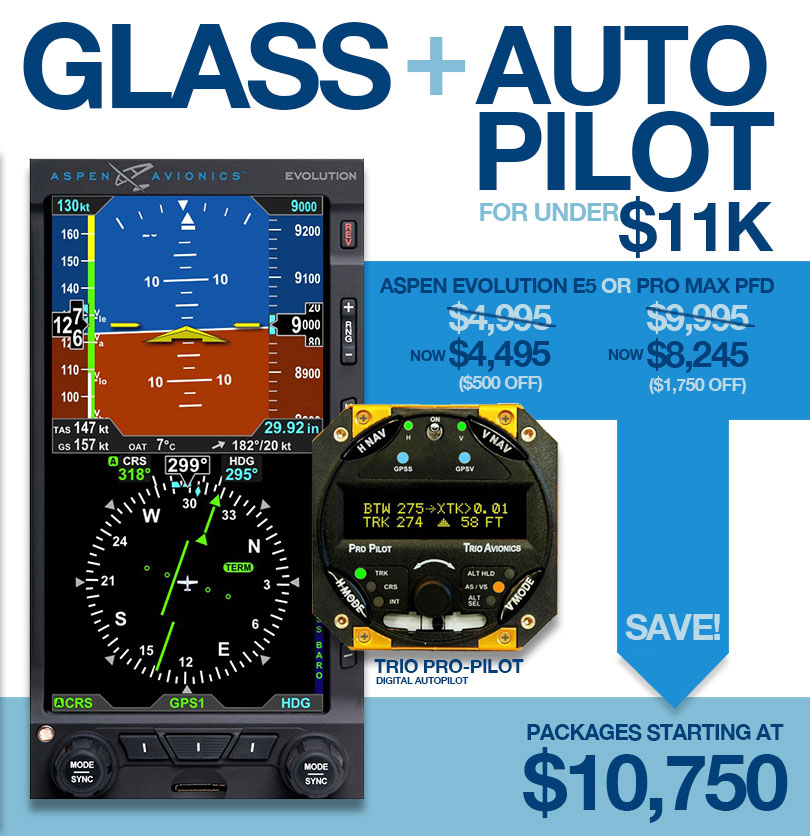 Aspen Glass + Trio Pro Pilot digital autopilot for under $11K